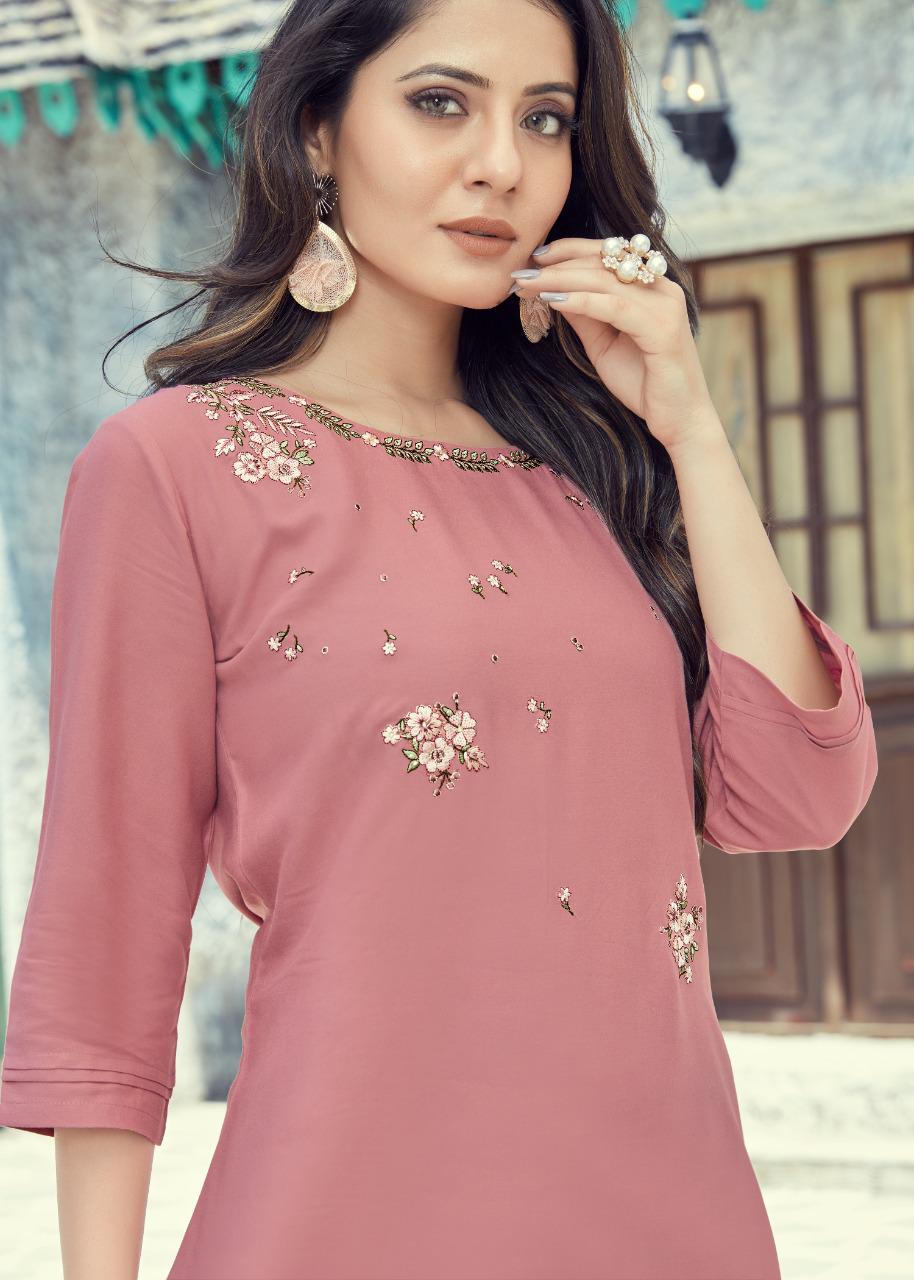 Krishriyaa Blush Ethnic Wear Viscose Rayon Designer Latest Kurti Collection